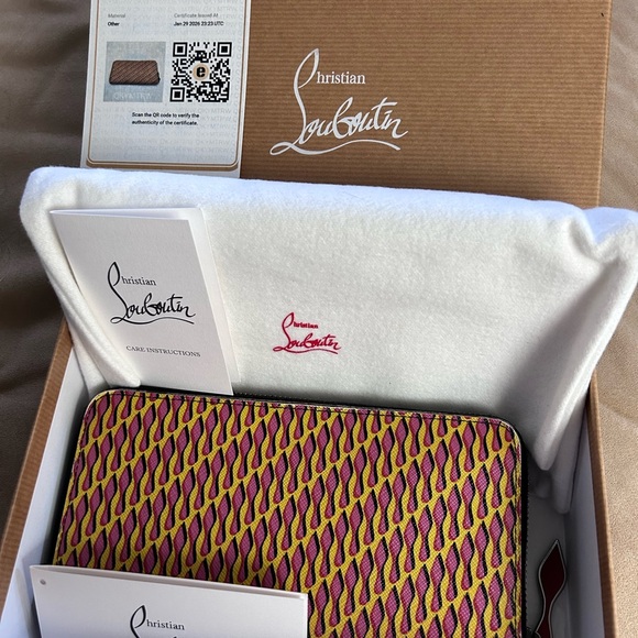 Christian Louboutin Panettone Long Wallet Pink Yellow - Picture 1 of 13